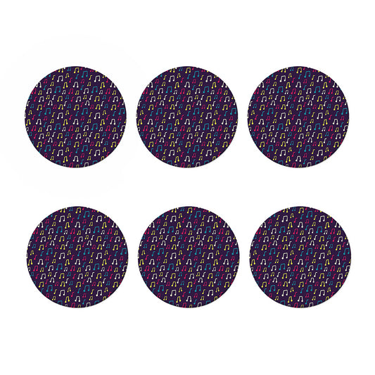 Cute Music Notes Pattern Print Coaster Set
