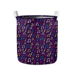 Cute Music Notes Pattern Print Collapsible Laundry Basket