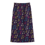 Cute Music Notes Pattern Print Cotton Front Slit Maxi Skirt