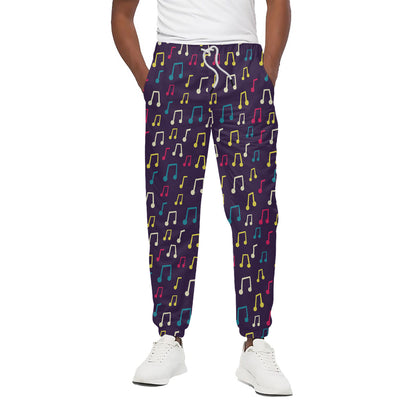 Cute Music Notes Pattern Print Cotton Pants