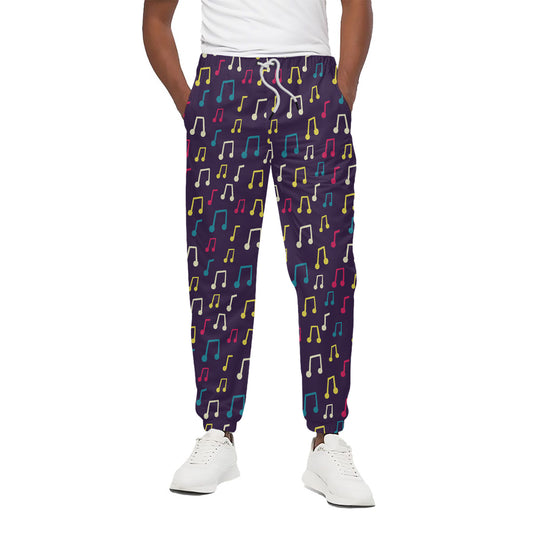 Cute Music Notes Pattern Print Cotton Pants