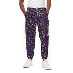 Cute Music Notes Pattern Print Cotton Pants