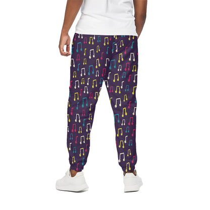 Cute Music Notes Pattern Print Cotton Pants