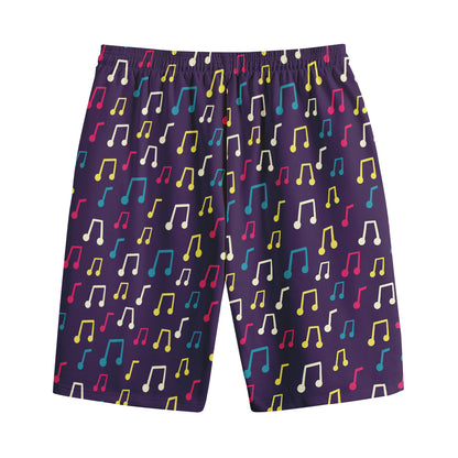 Cute Music Notes Pattern Print Cotton Shorts