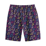 Cute Music Notes Pattern Print Cotton Shorts