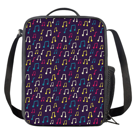 Cute Music Notes Pattern Print Crossbody Lunch Bag