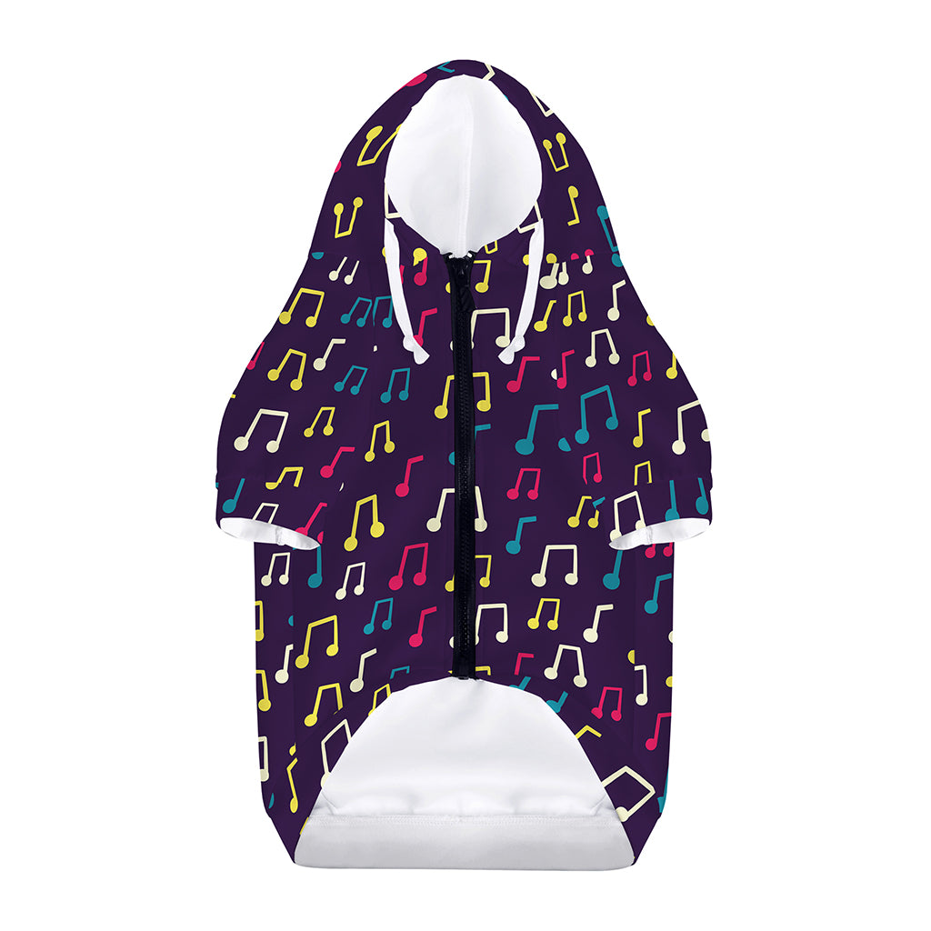 Cute Music Notes Pattern Print Dog Zip Up Hoodie