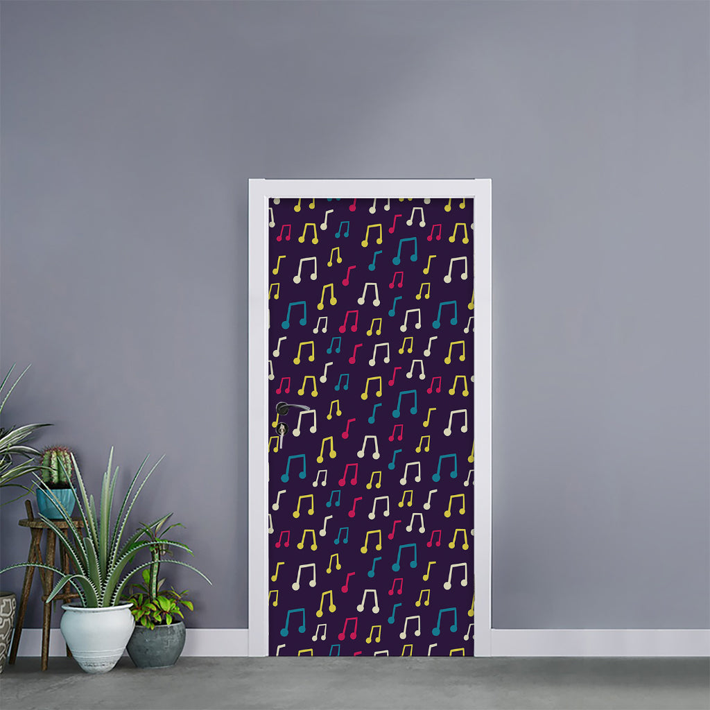 Cute Music Notes Pattern Print Door Sticker