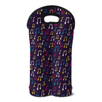 Cute Music Notes Pattern Print Double Neoprene Wine Tote