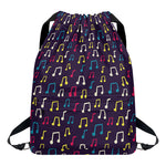 Cute Music Notes Pattern Print Drawstring Backpack