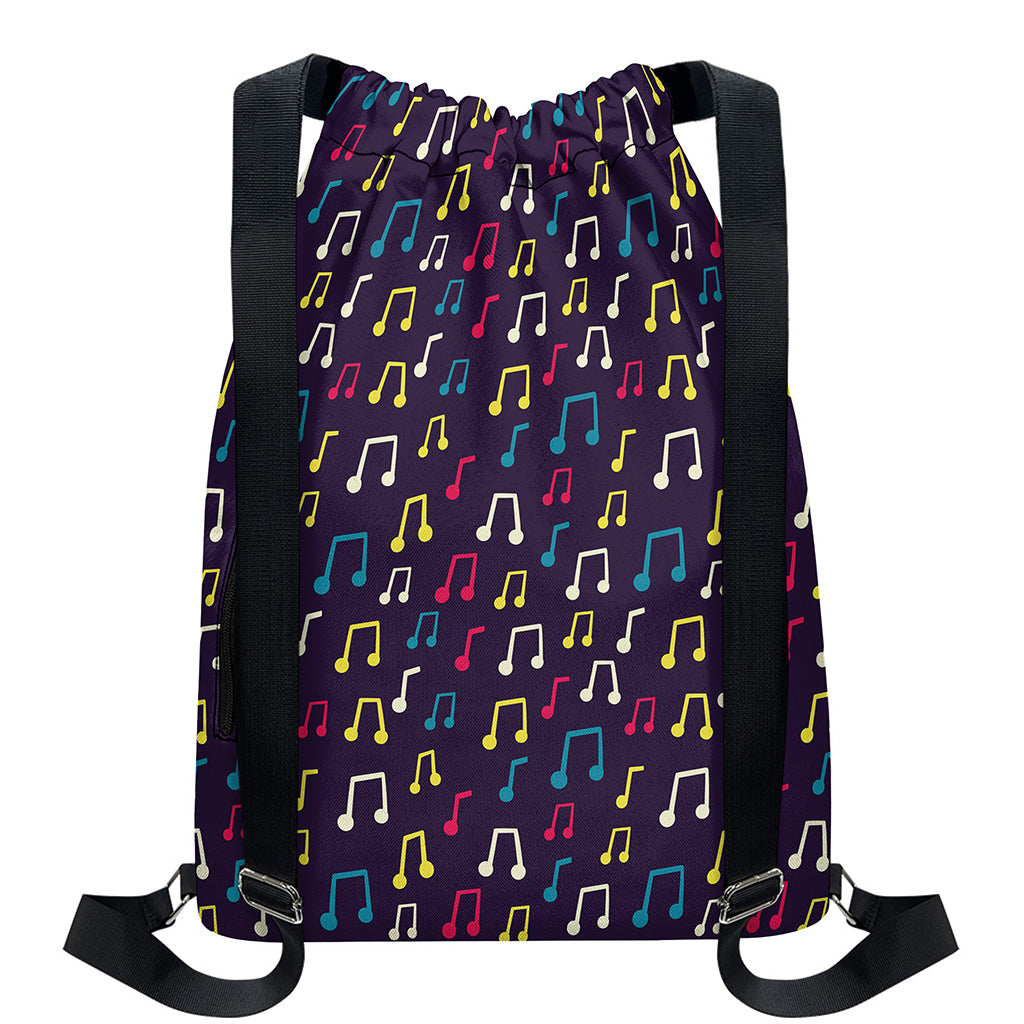 Cute Music Notes Pattern Print Drawstring Backpack