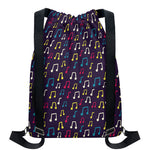 Cute Music Notes Pattern Print Drawstring Backpack
