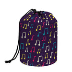 Cute Music Notes Pattern Print Drawstring Makeup Bag