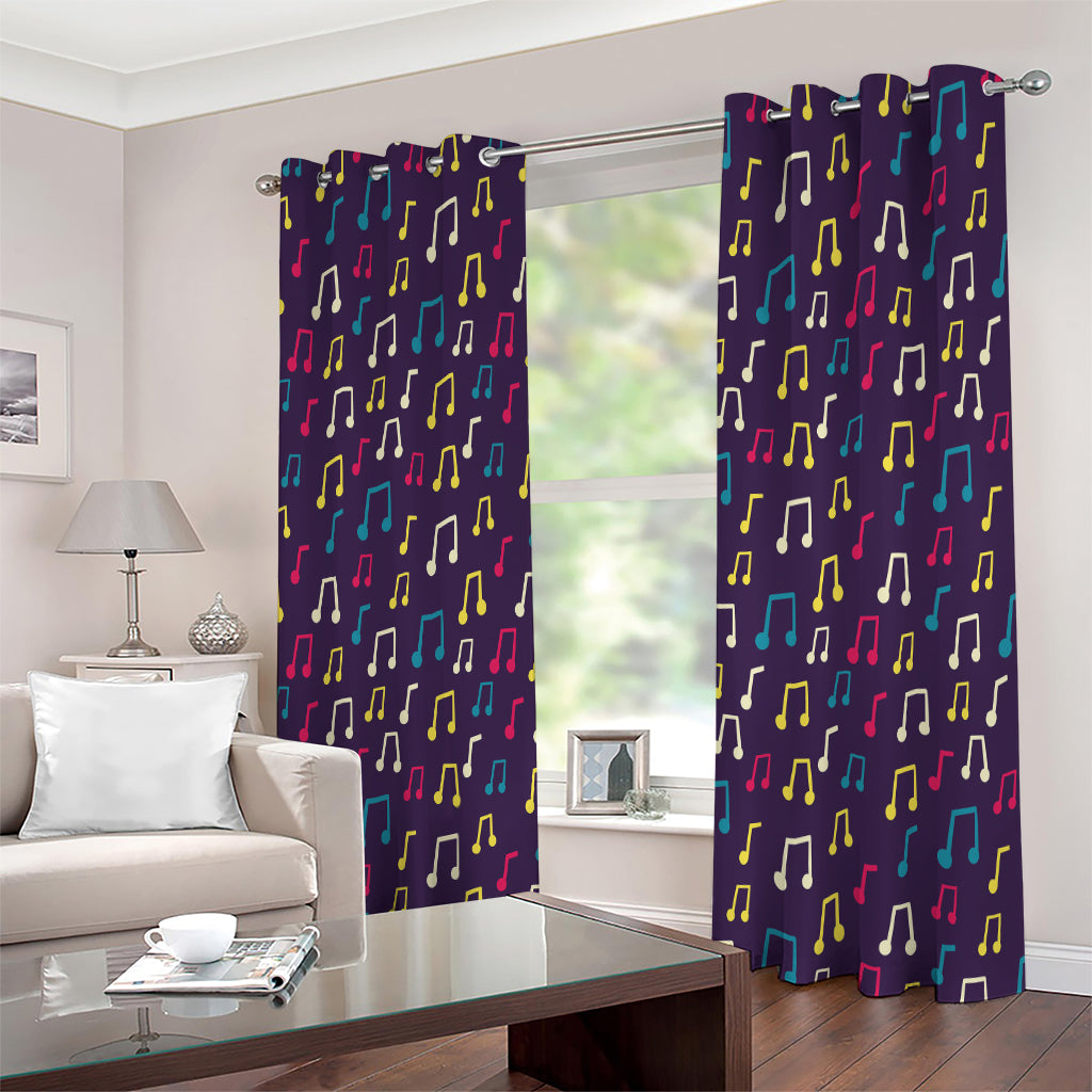 Cute Music Notes Pattern Print Extra Wide Grommet Curtains