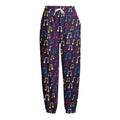 Cute Music Notes Pattern Print Fleece Lined Knit Pants