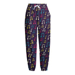 Cute Music Notes Pattern Print Fleece Lined Knit Pants