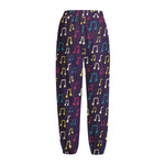 Cute Music Notes Pattern Print Fleece Lined Knit Pants