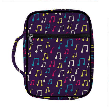 Cute Music Notes Pattern Print Front Pocket Bible Bag