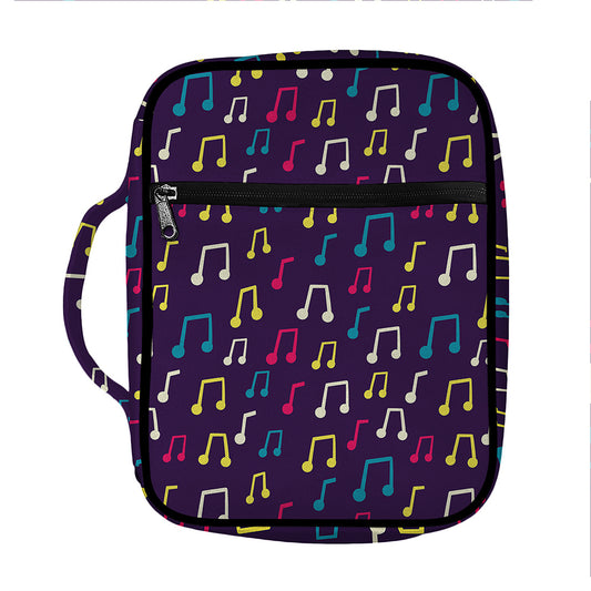Cute Music Notes Pattern Print Front Pocket Bible Bag