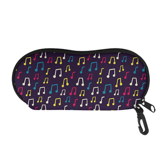 Cute Music Notes Pattern Print Glasses Case