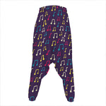 Cute Music Notes Pattern Print Hammer Pants