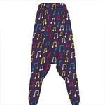 Cute Music Notes Pattern Print Hammer Pants