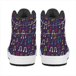 Cute Music Notes Pattern Print High Top Leather Sneakers