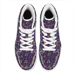 Cute Music Notes Pattern Print High Top Leather Sneakers