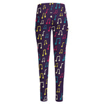 Cute Music Notes Pattern Print High-Waisted Pocket Leggings
