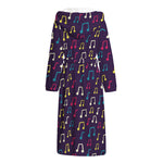 Cute Music Notes Pattern Print Hooded Bathrobe