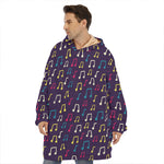 Cute Music Notes Pattern Print Hoodie Blanket