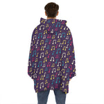 Cute Music Notes Pattern Print Hoodie Blanket