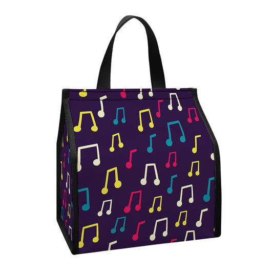Cute Music Notes Pattern Print Insulated Lunch Tote