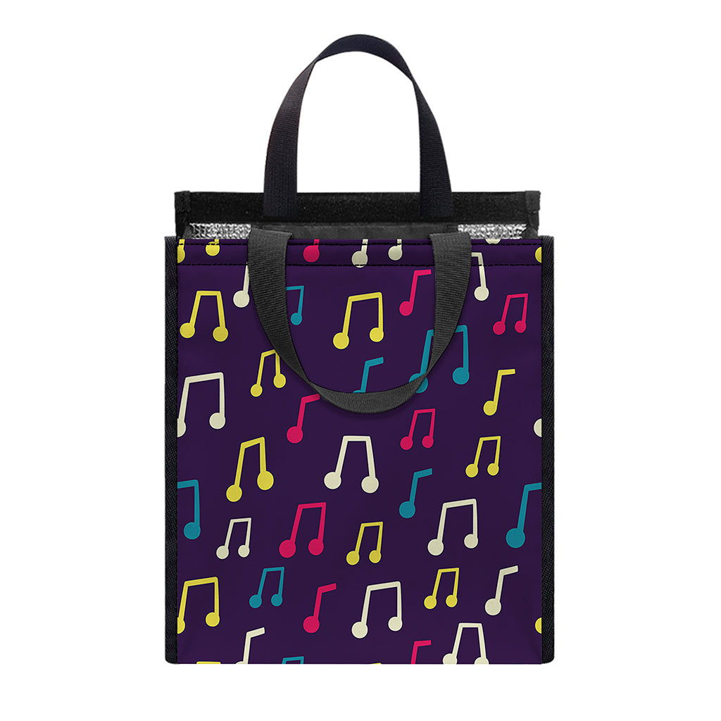 Cute Music Notes Pattern Print Insulated Lunch Tote
