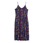Cute Music Notes Pattern Print Jersey Midi Cami Dress