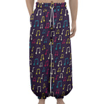 Cute Music Notes Pattern Print Lantern Pants