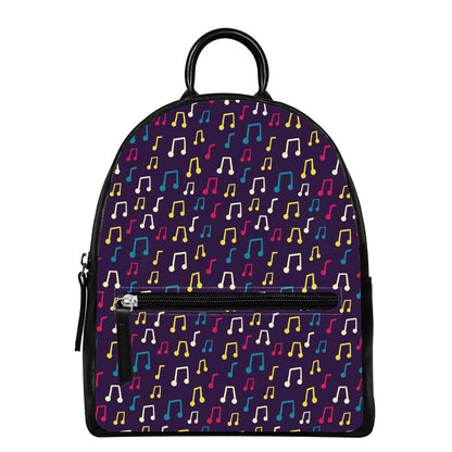 Cute Music Notes Pattern Print Leather Backpack