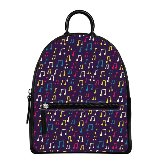 Cute Music Notes Pattern Print Leather Backpack