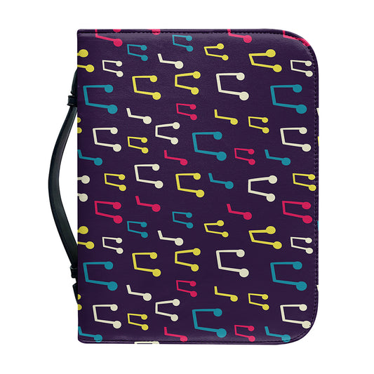 Cute Music Notes Pattern Print Leather Bible Cover