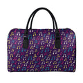 Cute Music Notes Pattern Print Leather Duffel Bag