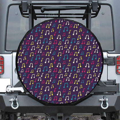 Cute Music Notes Pattern Print Leather Spare Tire Cover