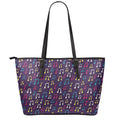 Cute Music Notes Pattern Print Leather Tote Bag With Zipper