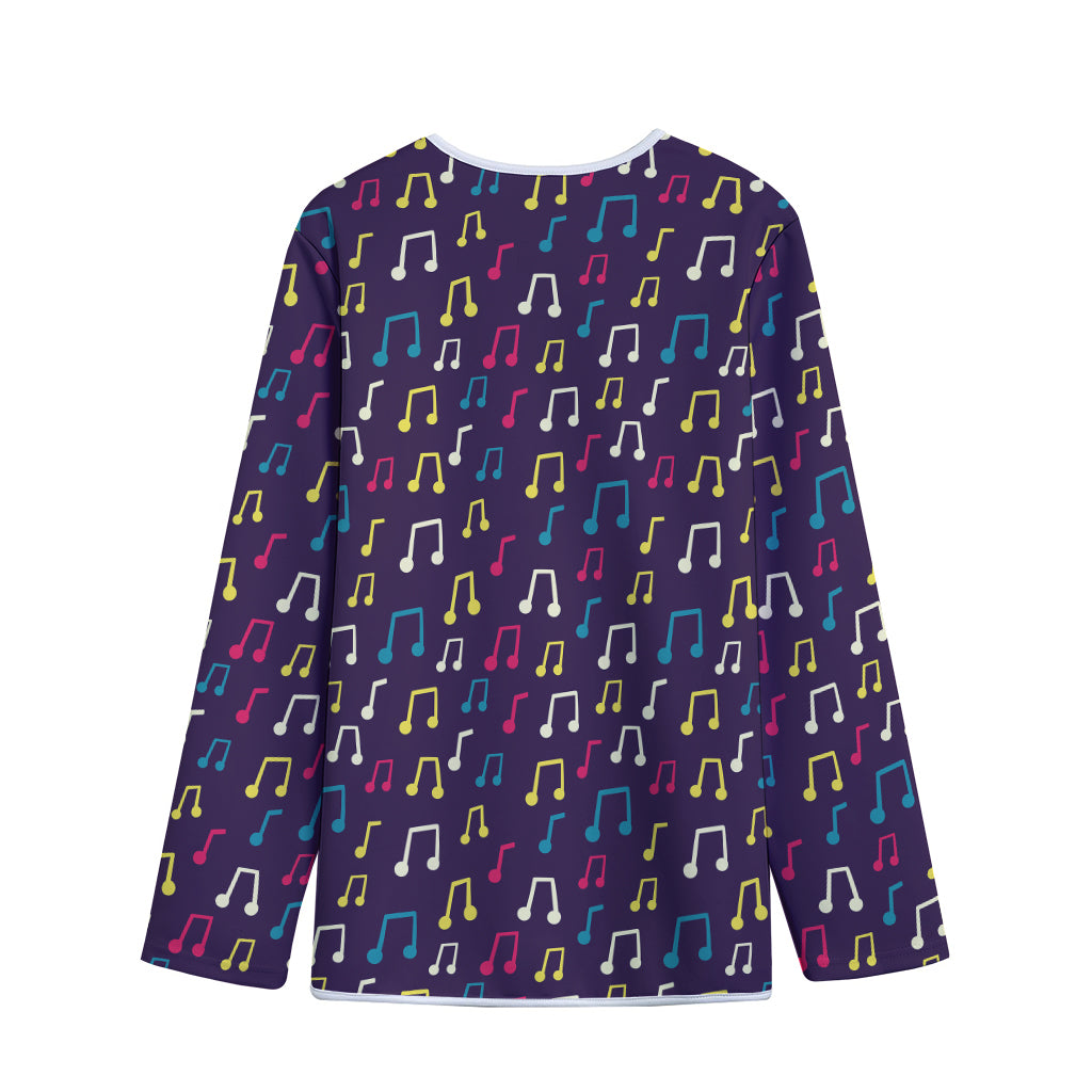 Cute Music Notes Pattern Print Long Sleeve Short Coat