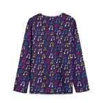 Cute Music Notes Pattern Print Long Sleeve Short Coat