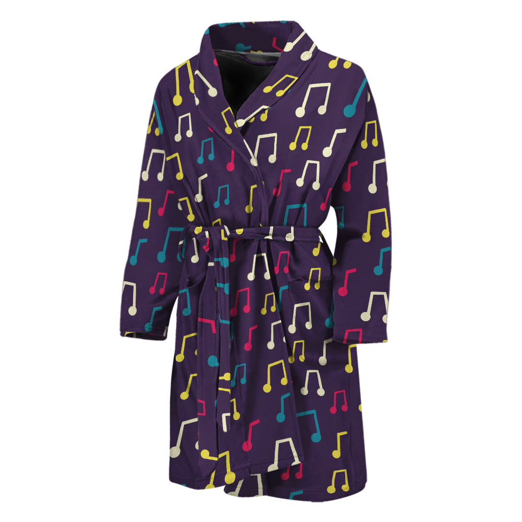Cute Music Notes Pattern Print Men's Bathrobe