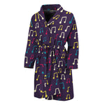 Cute Music Notes Pattern Print Men's Bathrobe