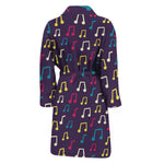 Cute Music Notes Pattern Print Men's Bathrobe