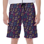 Cute Music Notes Pattern Print Men's Beach Shorts