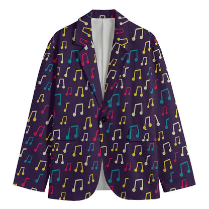 Cute Music Notes Pattern Print Men's Blazer