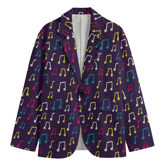 Cute Music Notes Pattern Print Men's Blazer